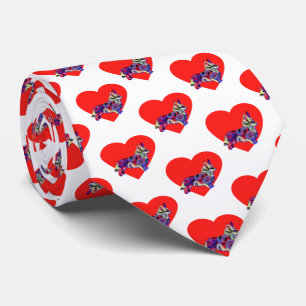 Corgi Welsh Dog Red Valentine’s Day White Neck Tie