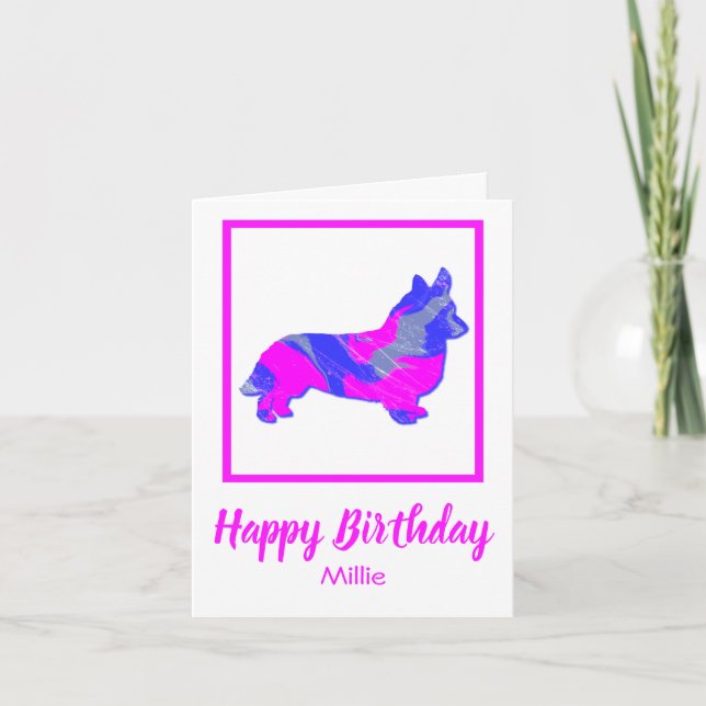 Corgi - Welsh Dog Silhouette Funny Birthday Card (Front)