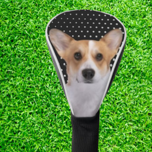 Corgi white dots golf head cover