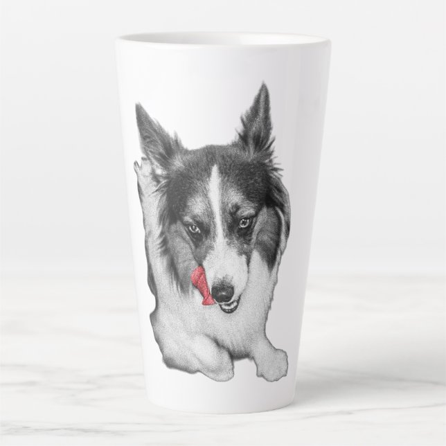 Corgi Wink in Red Latte Mug (Front)