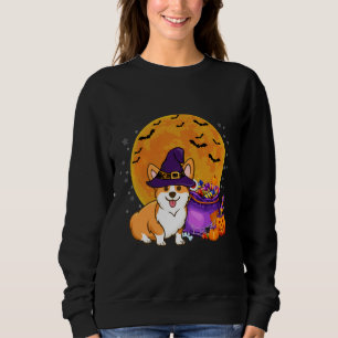 Corgi Witch Autumn Fall Pumpkin Halloween Costume Sweatshirt