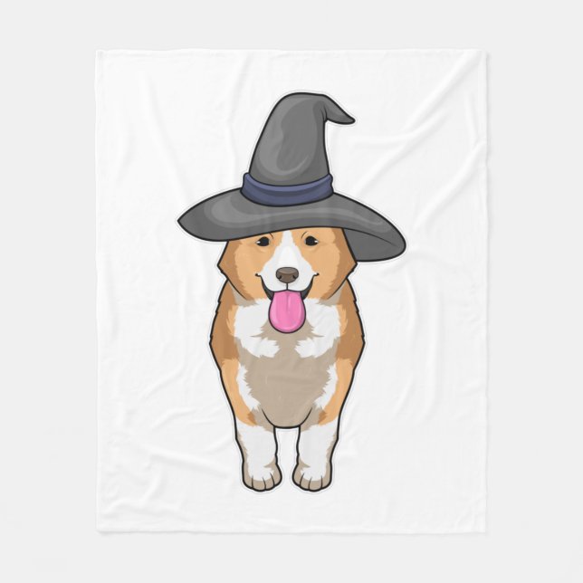 Corgi Witch Fleece Blanket (Front)