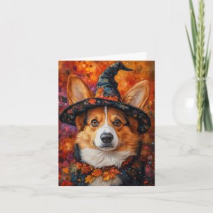 Corgi Witch Halloween Holiday Card