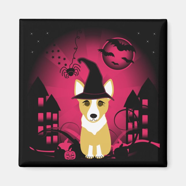 Corgi Witch Magnet (Front)