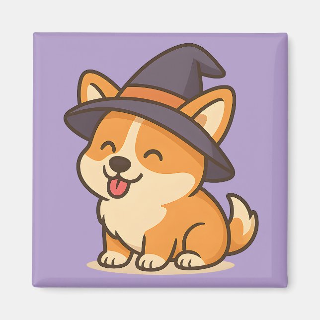Corgi Witch Magnets | Cute Magical Kitchen Decor (Front)