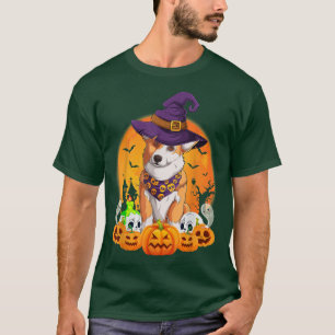 Corgi Witch Pumpkin Halloween Dog Lover Funny 103 T-Shirt