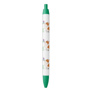 Corgi with Butterfly Black Ink Pen