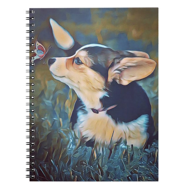 Corgi with Butterfly Notebook (Front)
