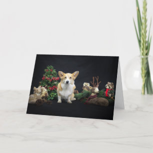 Corgi with Christmas Woodland Friends Card