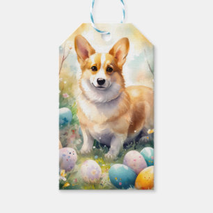 Corgi with Easter Eggs Holiday Gift Tags