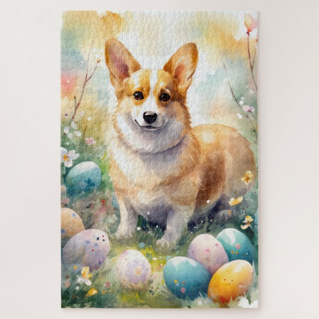 Corgi with Easter Eggs Holiday Jigsaw Puzzle (Vertical)