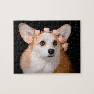 Corgi With Flowers in Her Hair Jigsaw Puzzle