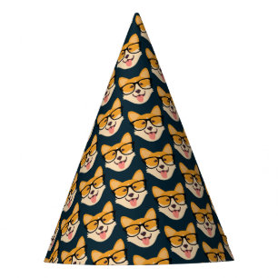 Corgi With Glasses Cute Party Hat