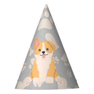 Corgi With Hearts Pastel Party Hat
