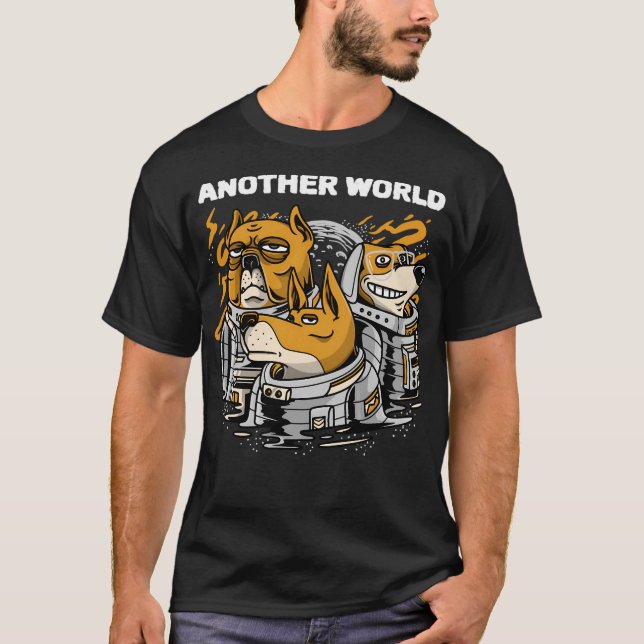 Corgi With Rocket In Space T-Shirt (Front)