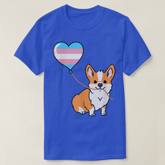 Corgi With Trans Pride Balloon  T-Shirt (Design Front)