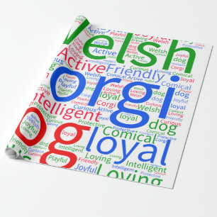 Corgi Word Cloud Wrapping Paper