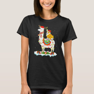 Corgi Xmas Lighting Santa Corgi Riding Llama Chris T-Shirt