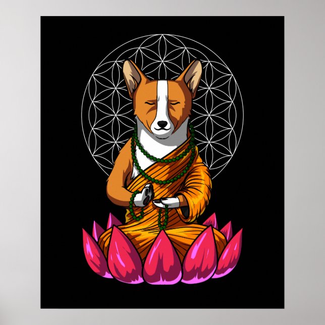 Corgi Yoga Dog Meditation Buddha Pet Poster (Front)