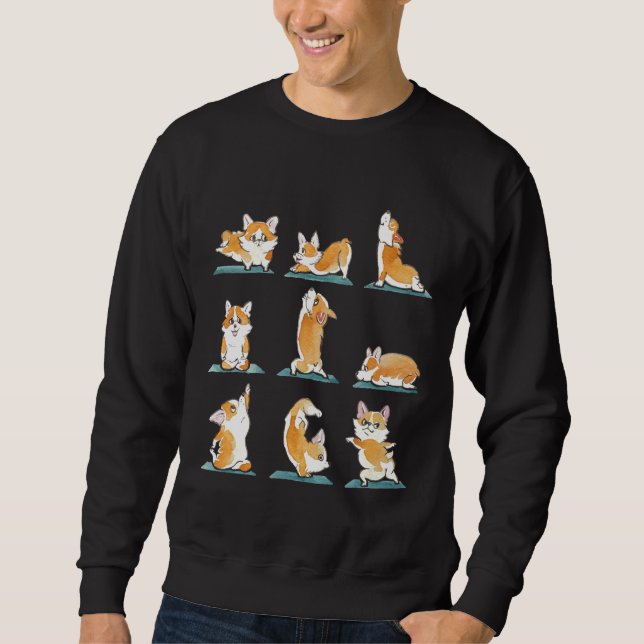 Corgi Yoga Watercolor Sweatshirt (Front)