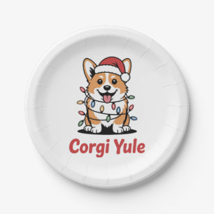 Corgi Yule Funny Christmas Kawaii Corgi Dog Lover Paper Plate