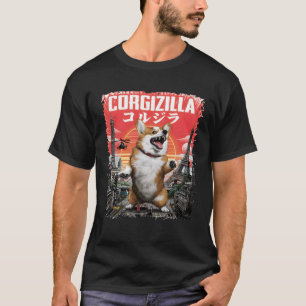 Corgi-Zilla Parody Japanese Corgi Dog Destroying T T-Shirt