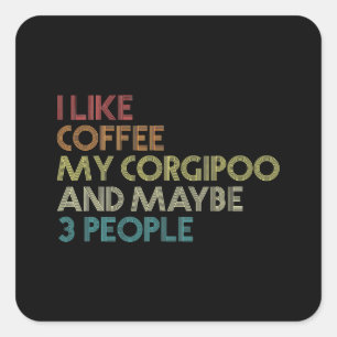 Corgipoo Dog Owner Gift Coffee Lover Funny Vintage Square Sticker