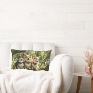 Corgis and Bird Lumbar Cushion