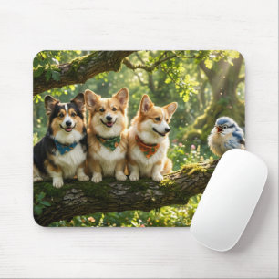 Corgis and Bird Mouse Pad