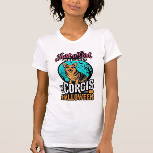 Corgis and Halloween Girl Vintage Engraving Shirt