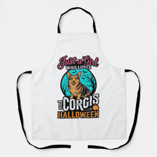 Corgis and Halloween Girl Vintage Engraving Shirt Apron
