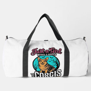 Corgis and Halloween Girl Vintage Engraving Shirt Duffle Bag