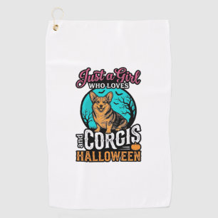 Corgis and Halloween Girl Vintage Engraving Shirt  Golf Towel