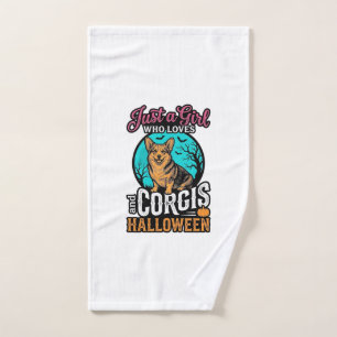 Corgis and Halloween Girl Vintage Engraving Shirt Hand Towel