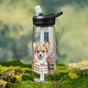 Corgis Books and Iced Coffee for Dog Water Bottle