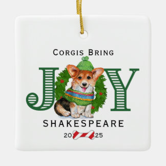 Corgis Bring Joy Ceramic Ornament