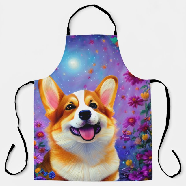 Corgi's Floral World Apron (Front)