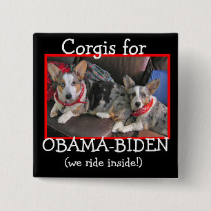 Corgis for Obama-Biden 15 Cm Square Badge