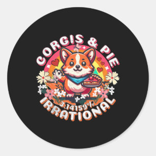 Corgis Funny Pi Day Pie Butterflies Who Loves Corg Classic Round Sticker