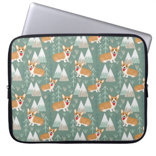 Corgis in the Mountains Forest Pattern Laptop Sleeve