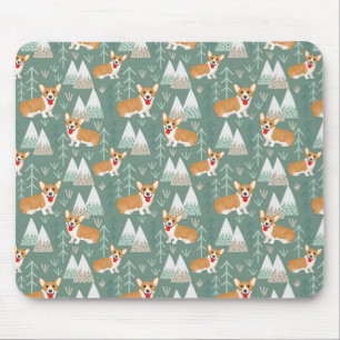 Corgis in the Mountains Forest Pattern Mouse Pad