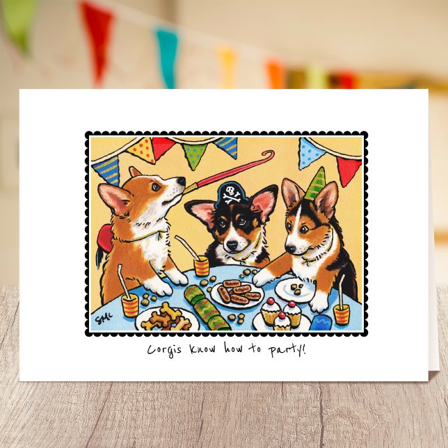 Corgis know how to Party! Birthday Dog Custom Card (Creator Uploaded)