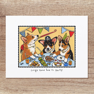 Corgis know how to Party! Dog Custom Birthday Postcard