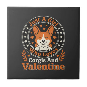 Corgis Valentine Design for Girls Who Love Corgis Ceramic Tile