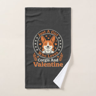 Corgis Valentine Design for Girls Who Love Corgis Hand Towel