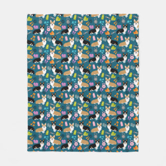 Corgis Workout - tri and red corgi design Fleece Blanket