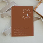 CORIANDER Bohemian Burnt Orange Save the Date Invitation<br><div class="desc">This save the date features an edgy handwritten font and modern minimalist design. Easily edit *most* wording to meet your needs and edit all colours to your liking. The bohemian earth tone burnt orange colour combination makes it the perfect addition to your boho ,  desert,  or earthy wedding.</div>