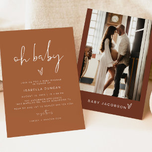 CORIANDER Bohemian Terracotta Oh Baby Baby Shower  Invitation