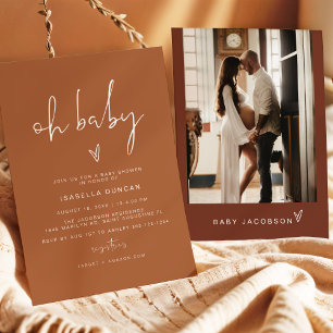 CORIANDER Bohemian Terracotta Oh Baby Baby Shower Invitation