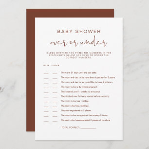 CORIANDER Boho Rust Over Under Baby Shower Game Invitation